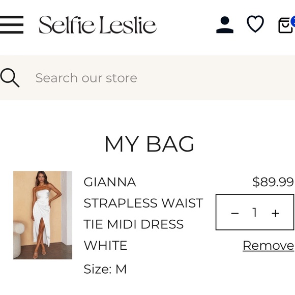 Selfie Leslie GIANNA  STRAPLESS WAIST TIE MIDI DRESS. - Picture 4 of 4